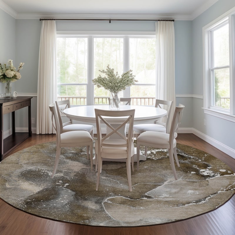 Machine Washable Indoor/ Outdoor Abstract Chantille Rug