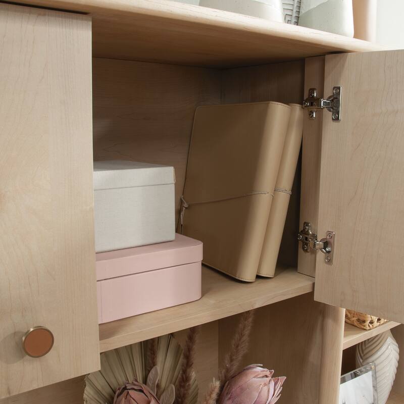 Wood Desktop Hutch with Adjustable Shelves, Brown - 66.73" W x 15.55" D x 36.22" H