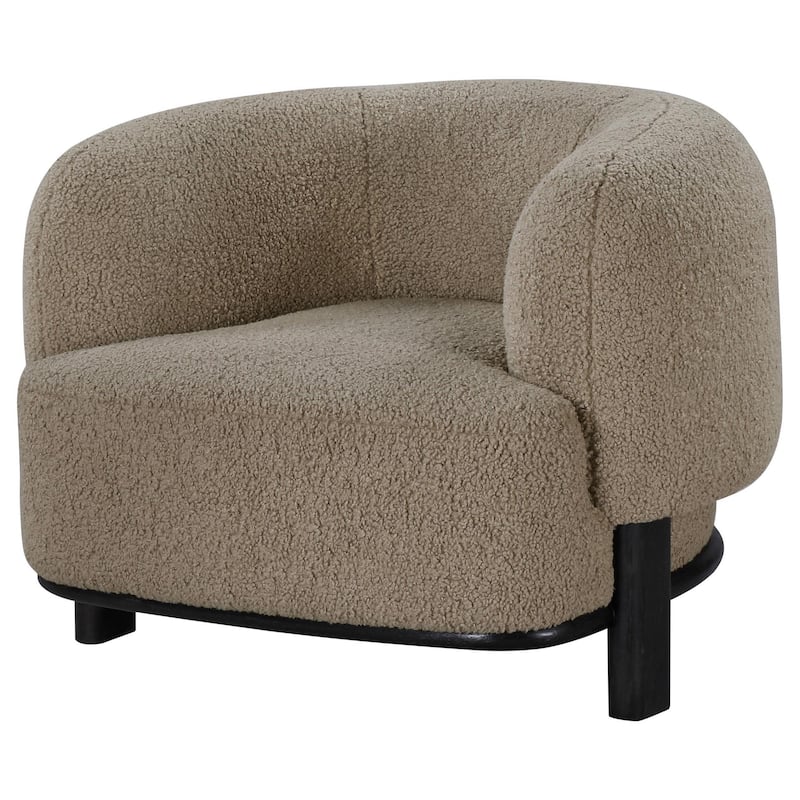 Linia, Accent Chair, Soft Cushioned Barrel Back, Brown, Black Wood