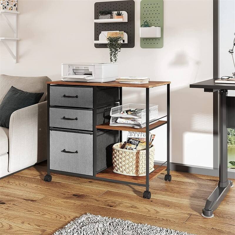 3 Drawer Mobile File Cabinet - 15.75"D x 29.53"W x 26.77"H