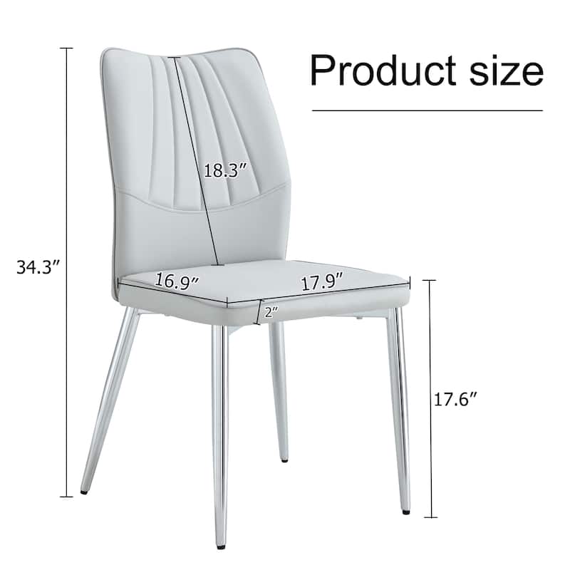 Set of 4 Medieval Modern PU Dining Chair,with soft cushion and metal legs(silver/golden)