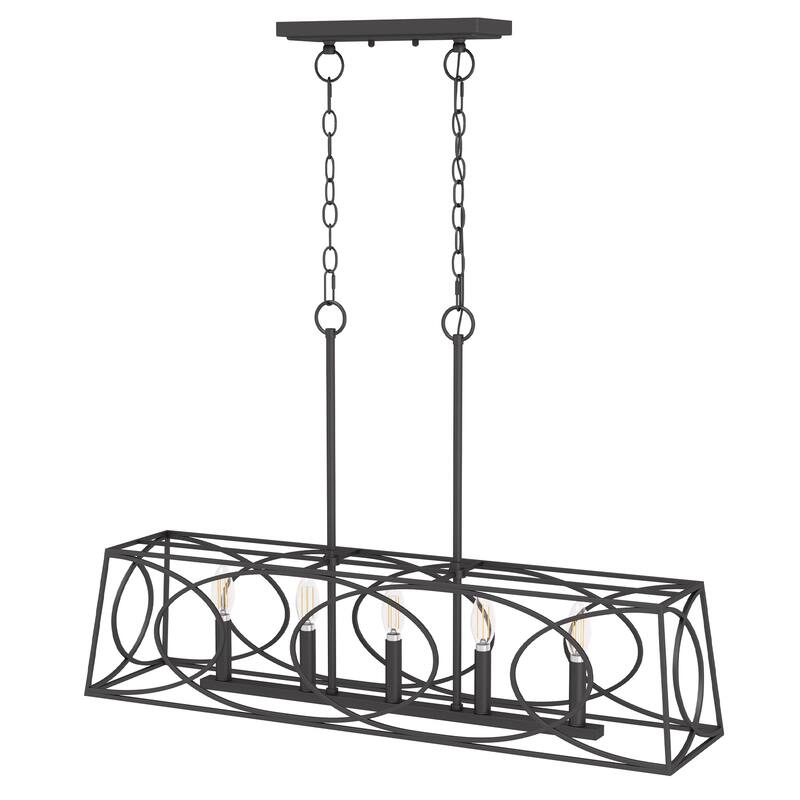 36''W Modern Linear Chandelier with Adjustable Height, Geometric Pendant