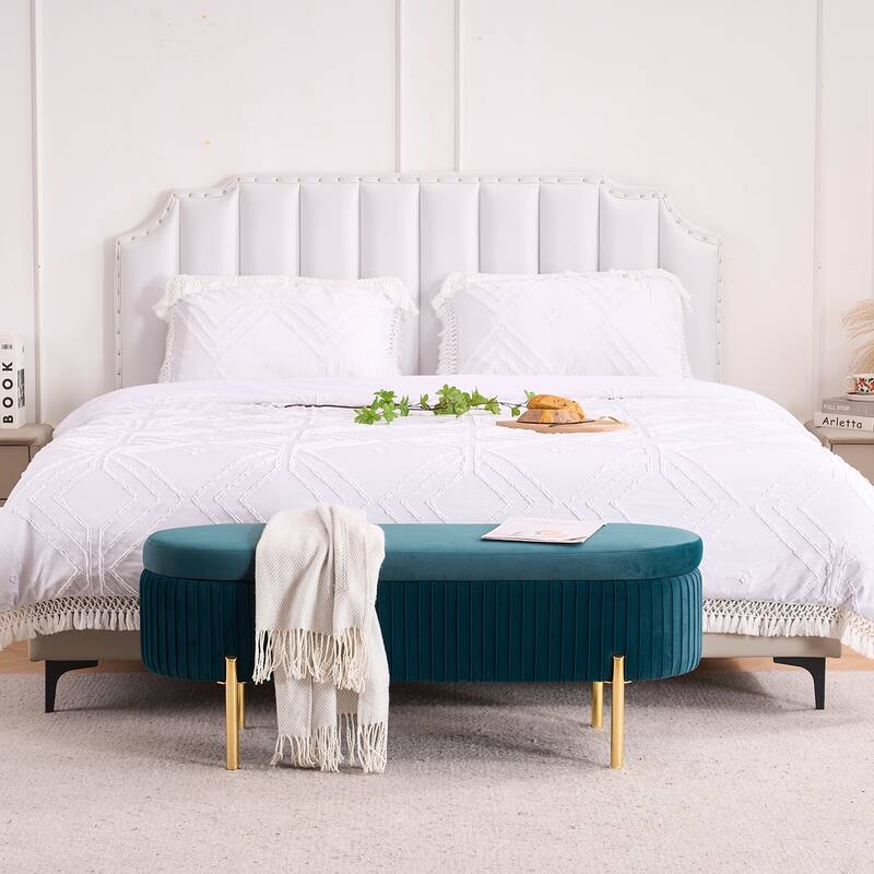 Velvet Storage Bench for Bedroom