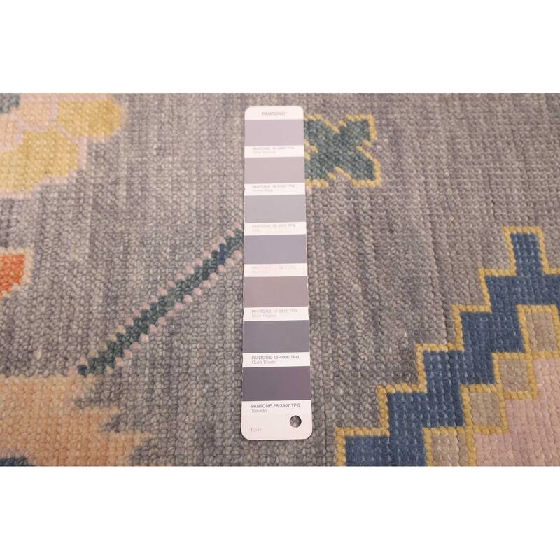 ECARPETGALLERY Hand-knotted Modern Oushak Dark Grey Wool Rug - 8'0 x 9'11