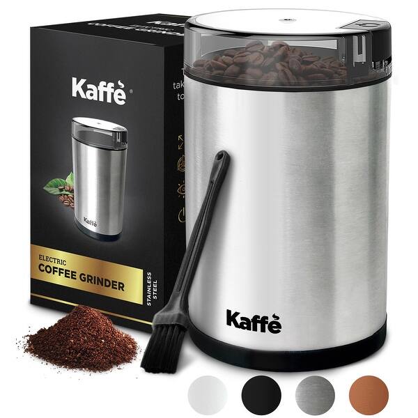 3 oz. Stainless Steel Electric Coffee Grinder with Easy On/Off Button (Cleaning Brush Included)