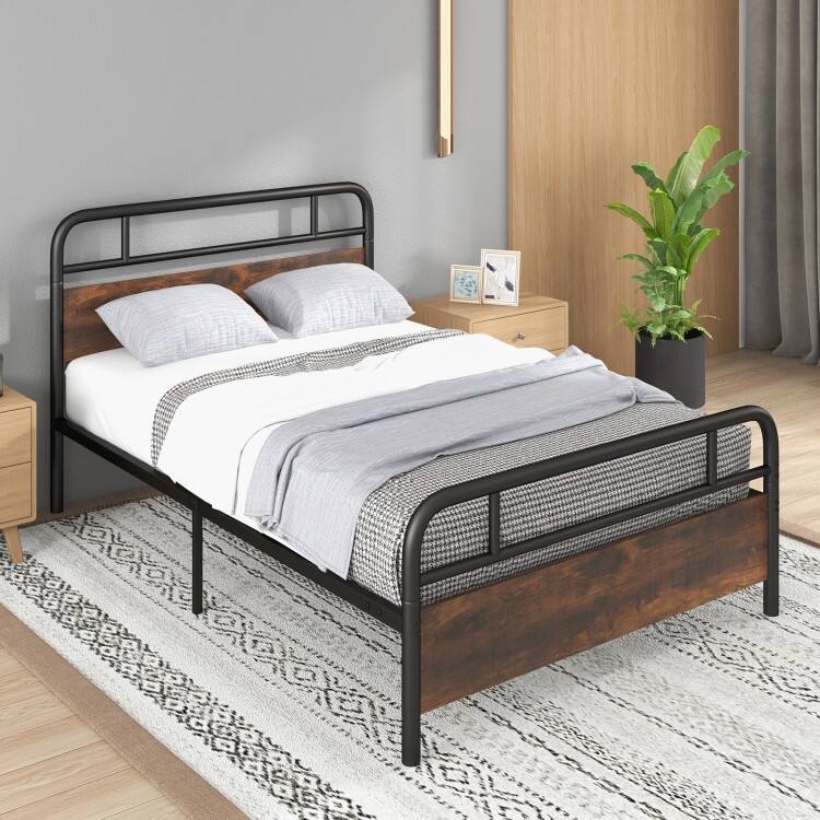 Bed Frame with Industrial Headboard