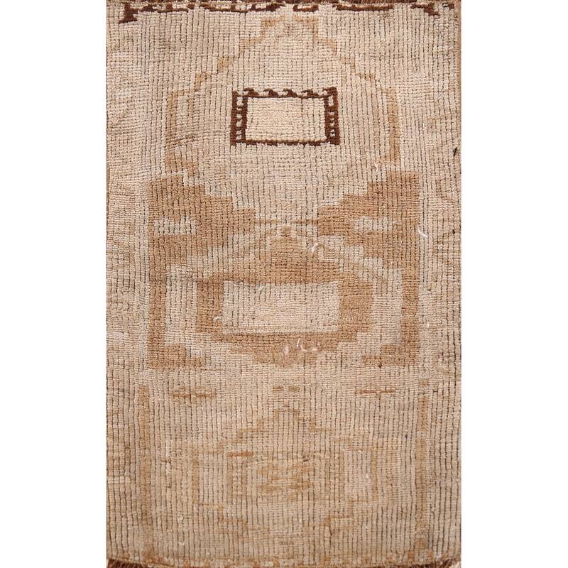 Hand Knotted Oriental 100% Wool Carpet Transitional Geometric Beige & Ivories Anatolian Area Rug - 2' 4'' X 1' 5''