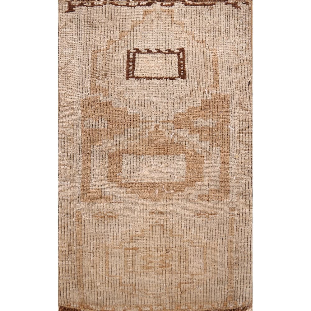 Hand Knotted Oriental 100% Wool Carpet Transitional Geometric Beige & Ivories Anatolian Area Rug - 2' 4'' X 1' 5''