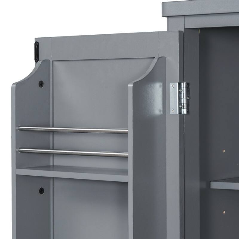 Farmhouse 74.8"Tall Freestanding Kitchen Pantry with Door Shelves,Adjustable Shelves, Pull-out Trays and Drawers