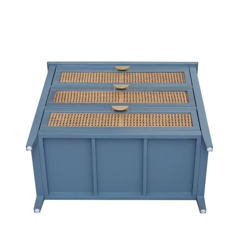 3 Drawer Nightstand,Natural Rattan,Suitable for Bedroom