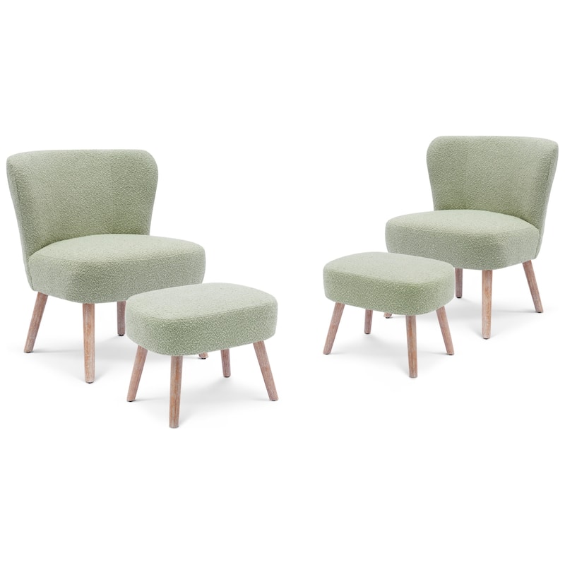 Boucle Polyester Upholstered Living Room Set - Stain Resistant (4-Piece Set)
