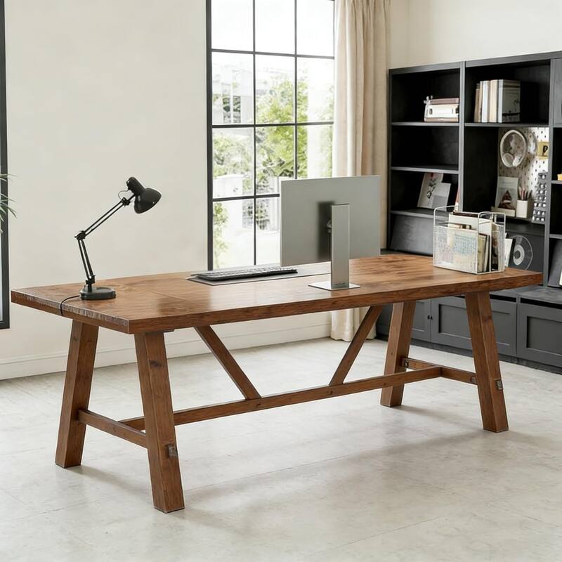 70.87" Solid Wood Large Desks, Long Office Desk, Executive Computer Desk, Home Office Workstaticon, Work Writing Table