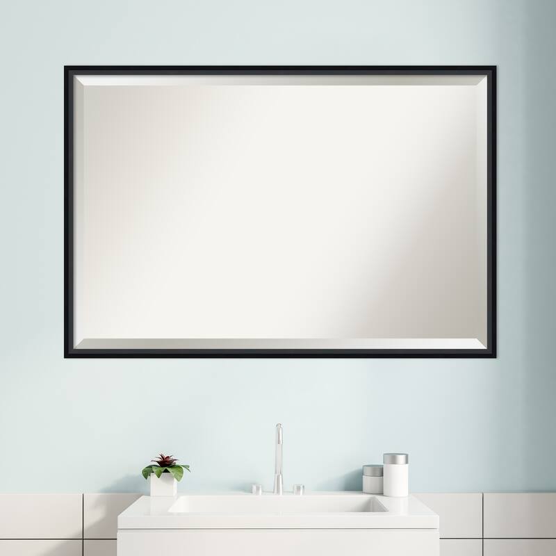 Beveled Wood Bathroom Wall Mirror - Lucie Frame