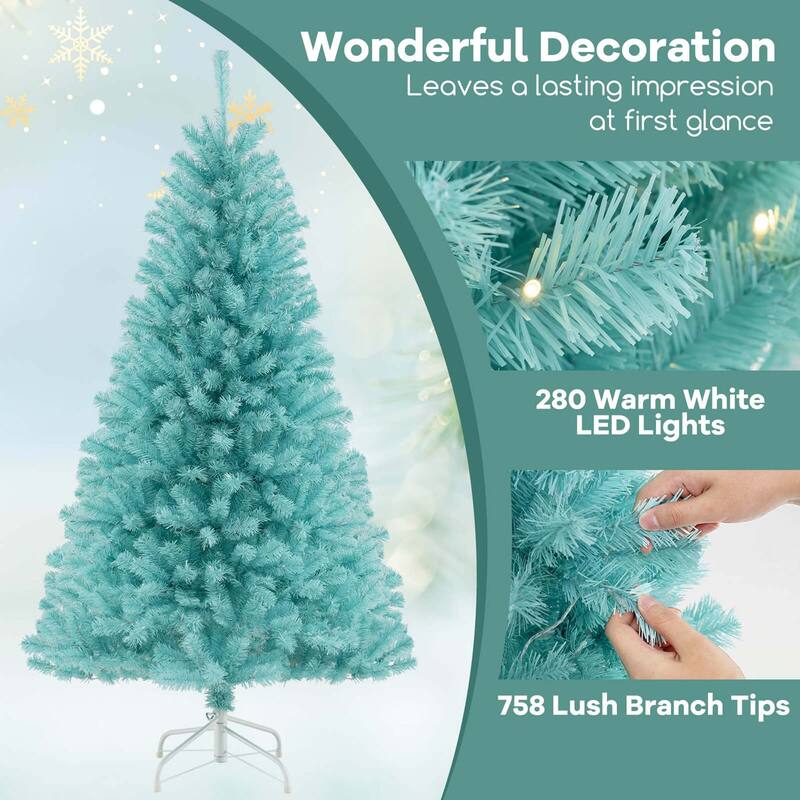 Costway 6/7 FT Artificial Xmas Tree with 758/1040 Branch Tips 280/380