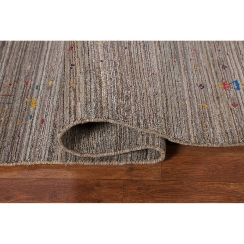 Earth Tone Gabbeh Oriental Area Rug Handmade Wool Carpet - 4'11" X 7'11"