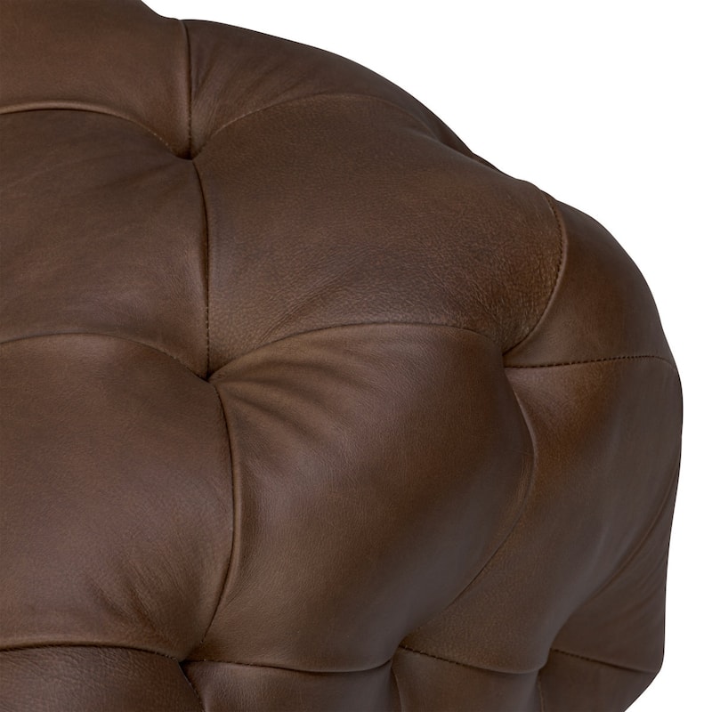 Poly & Bark Turin Leather Ottoman in Cognac Tan