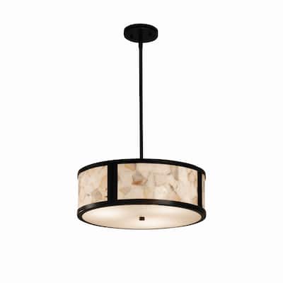 Justice Design Alabaster Rocks Tribeca 3-light Matte Black Pendant