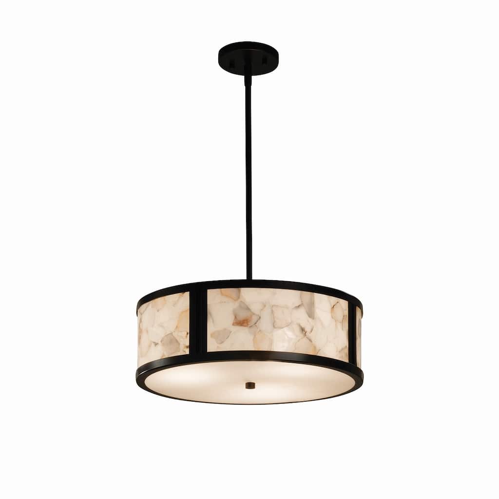 Justice Design Alabaster Rocks Tribeca 3-light Matte Black Pendant
