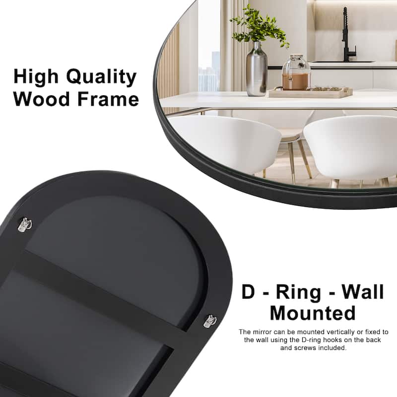 Arched Full-Length Standing Wood Floor Mirror, Wall Mirror