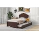 preview thumbnail 6 of 24, Twin Size Wood Platform Kids Bed with Headboard & Twin Size Trundle, Cappuccino