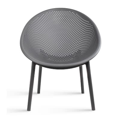 Mid-Century Modern Plastic Lounge Chair Plastic Legs with Breathable Perforated Egg Shaped Seat for Indoor/Outdoor Use