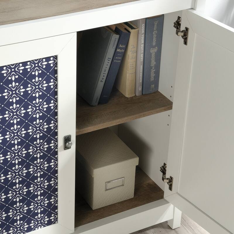 Engineered Wood Coastal Elegant library bookcase, White - 29.29"W x 13.98"D x 71.5"H