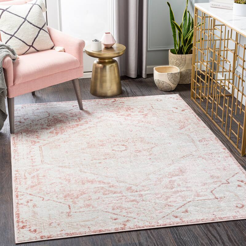 Livabliss Raelene Traditional Medallion Area Rug - 7' 9" x 9' 6" - Blush