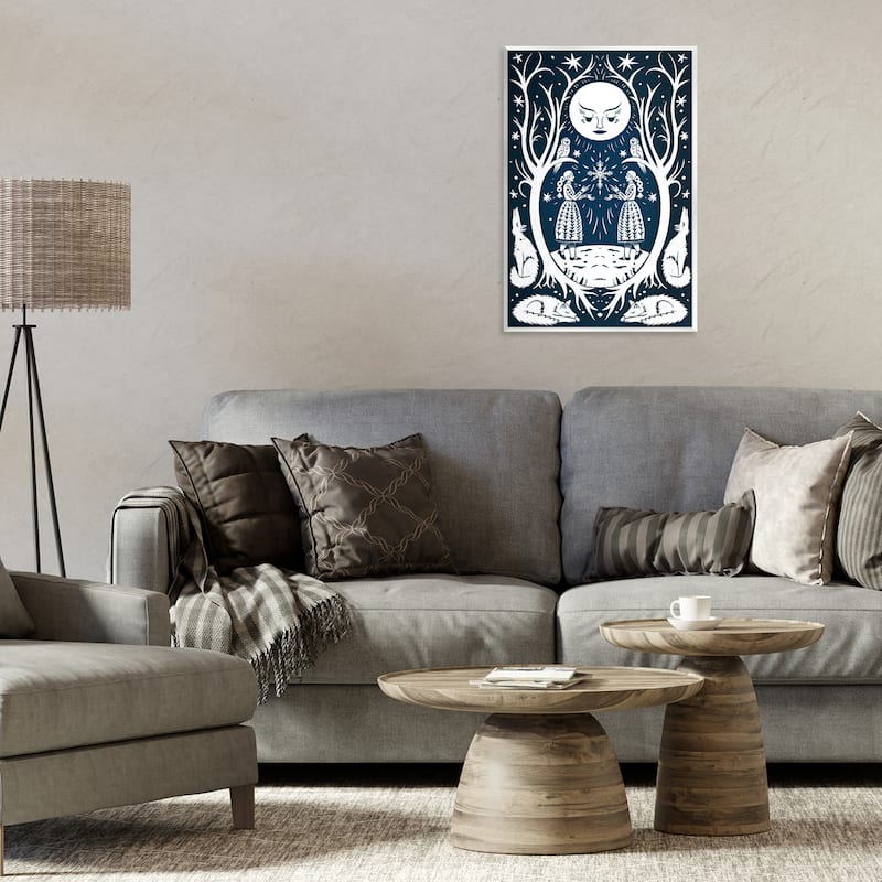 Stupell Woodland Folk Girls with Moon Wall Plaque Art Design By Hannah Moren