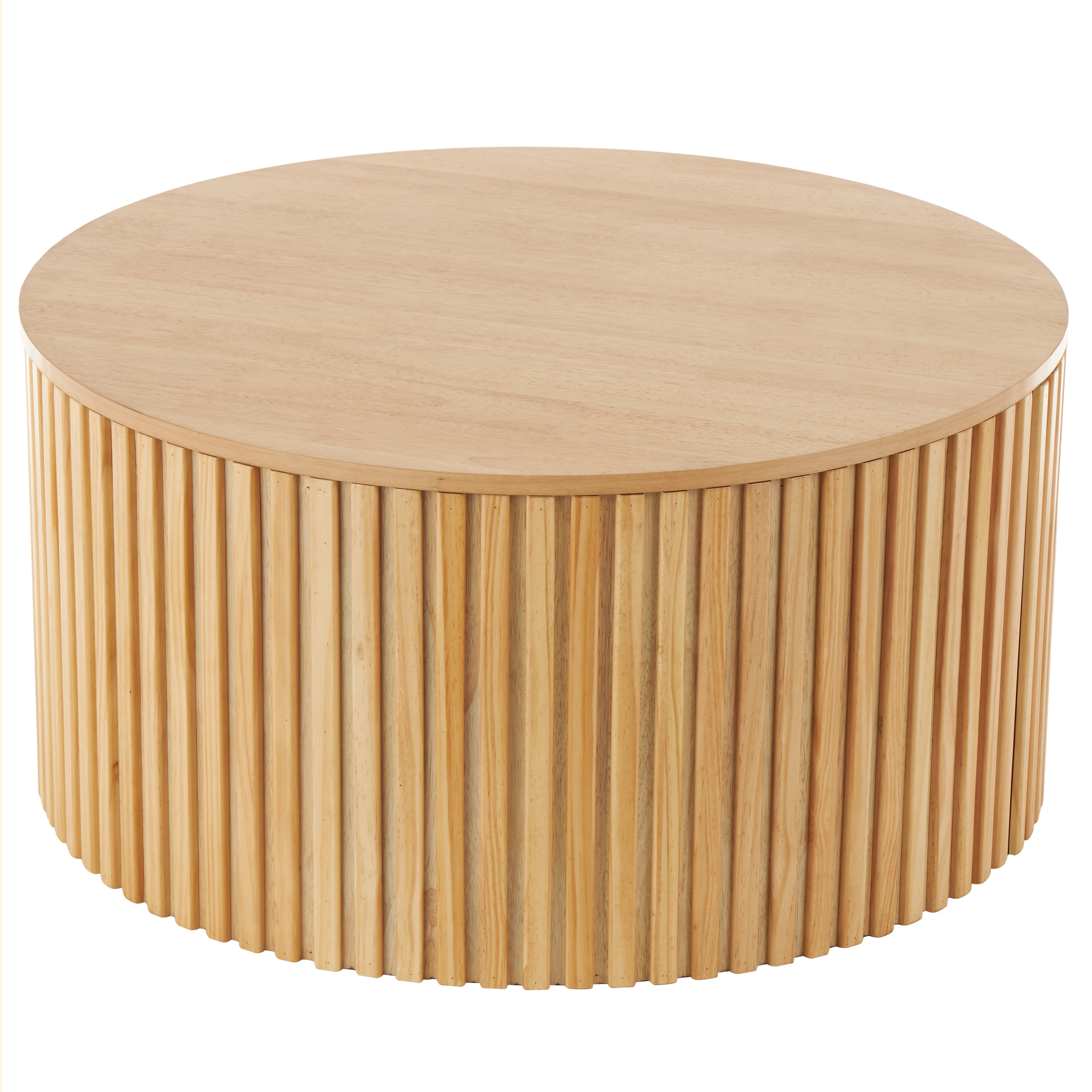 Wood Handmade Ribbed Coffee Table with Slatted Base - Brown or Black - Roche River Decor