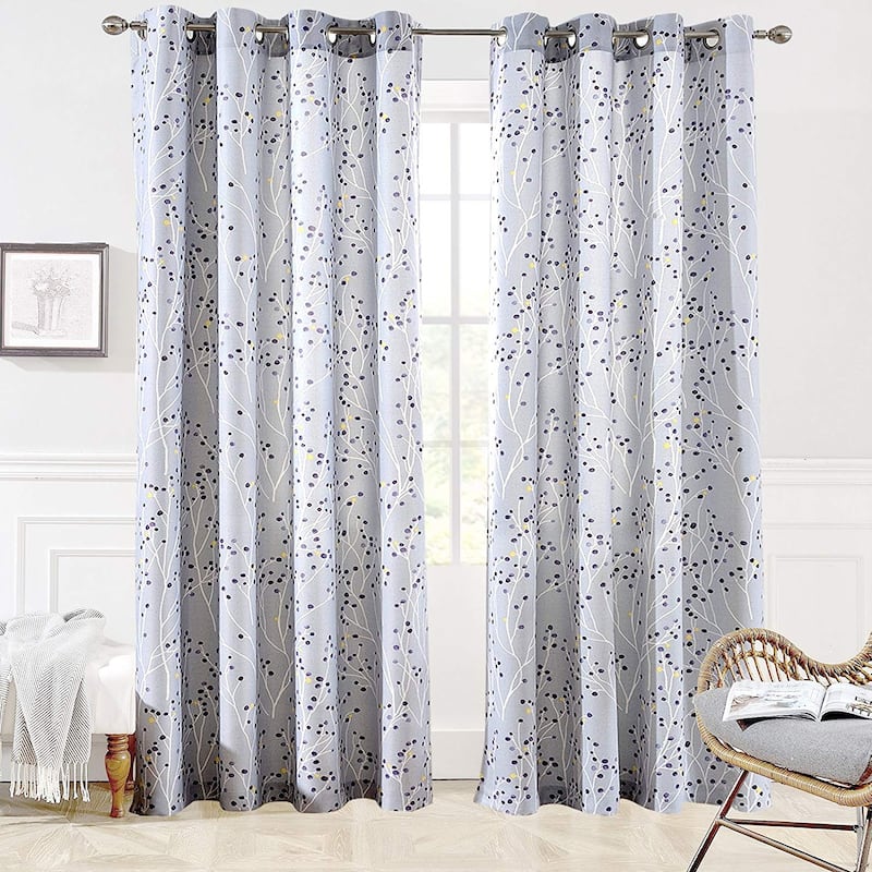 DriftAway Harper Ink Botanical Room-darkening Curtain Panel Pair