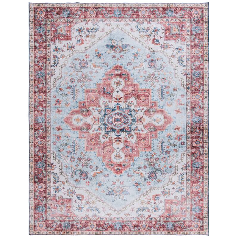 SAFAVIEH Tucson Emelia Transitional Machine Washable Rug - 9' x 12' - Red/Blue