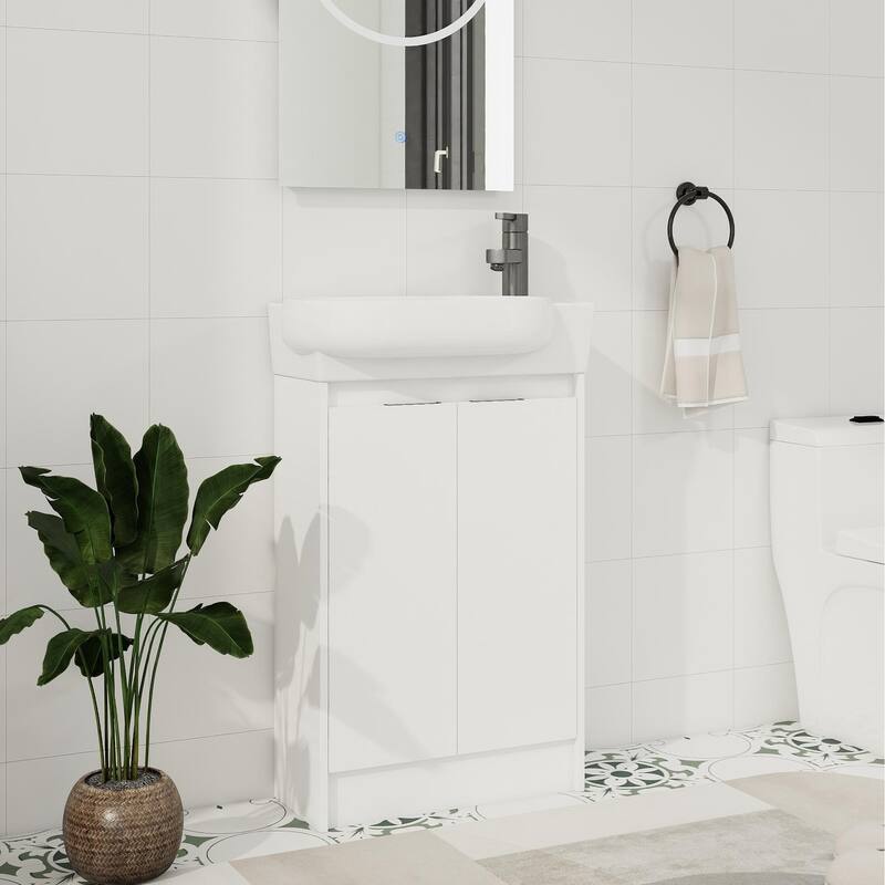 ARTCHIRLY 16/23 Inch Bathroom Vanity with Sink, Floating/Freestanding Bathroom Vanity with Soft Close Door