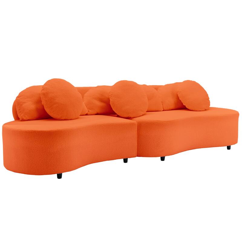 103.5" Lamb Velvet Armless Sofa with 6 Pillows and Floating Design