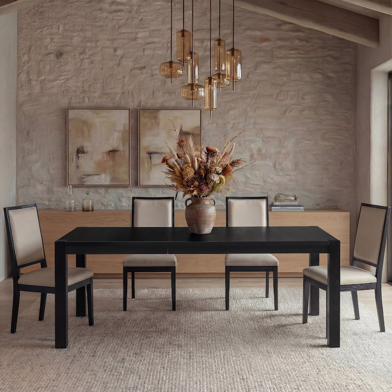 Modern Linen Cushioned Dining Chair, Fully Upholstered Accent Chair