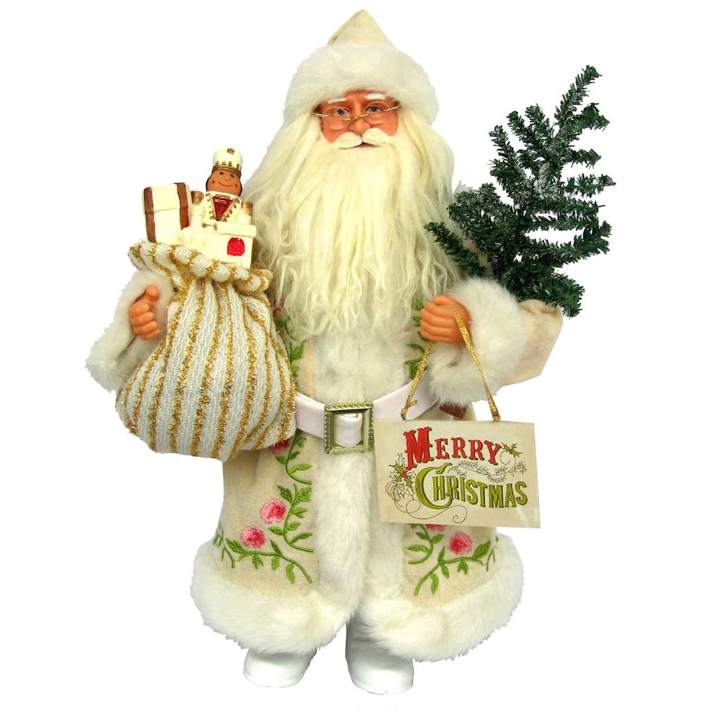 18" Standing Santa "Merry Christmas" Figurine with Sack of Gifts