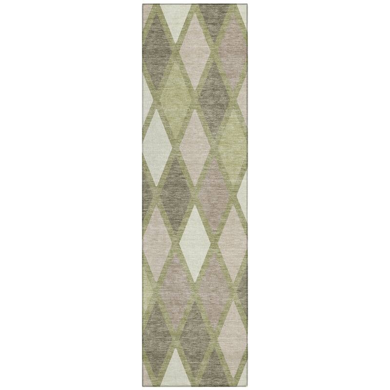 Machine Washable Indoor/ Outdoor Chantille Diamond Prism Rug