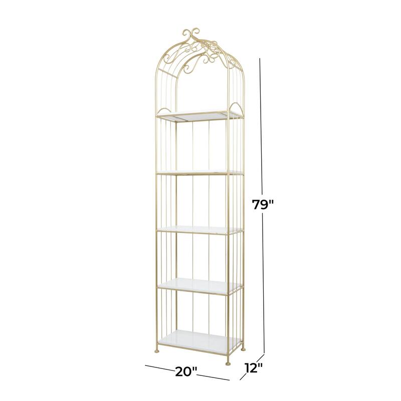 Marble Shelving Unit - Gold - Roche River Decor - 12"W x 20"L x 79"H