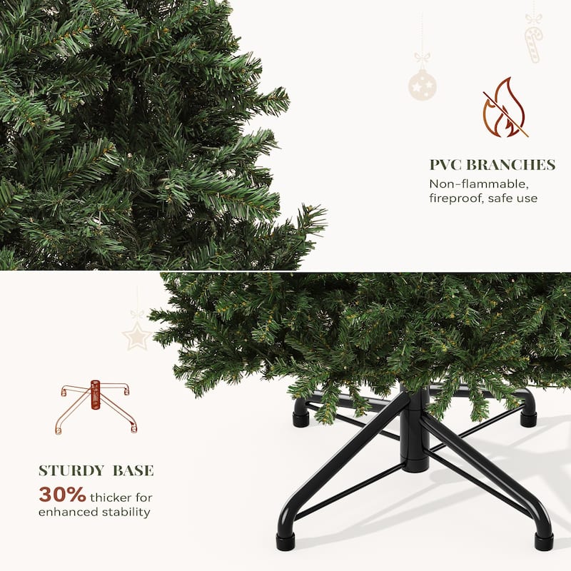 6/7.5Ft Pre-Lit Spruce Christmas Tree, Artificial Xmas Tree with 880 Branch Tips and 250 Lights for Home