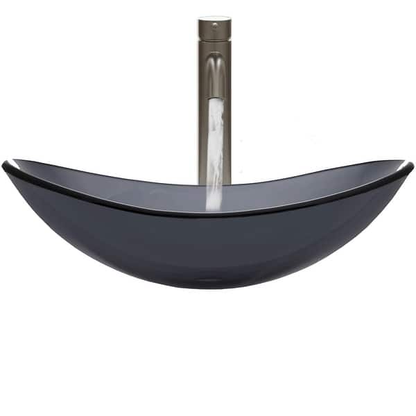 slide 2 of 8, Eden Bath Dark Gray Canoe Glass Vessel Sink