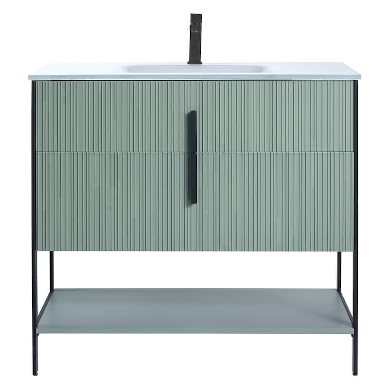 Fine Fixtures Serenity Modern Bathroom Vanity with White Glass Top