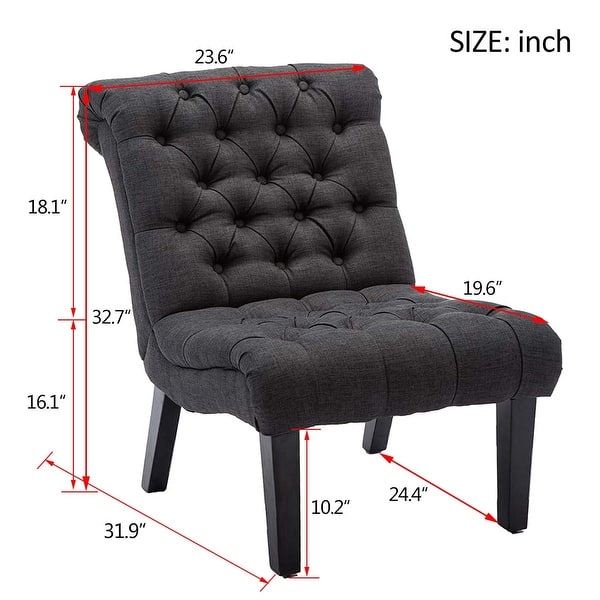 dimension image slide 2 of 3, Andeworld Accent Chair for Bedroom Living Room Chairs Tufted Upholstered Lounge Chair with Wood Legs Linen Fabric