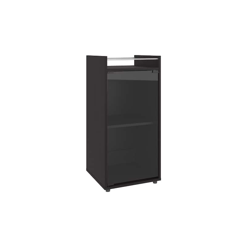 Theba Minibar Cabinet 2 Doors, Open Shelf And Compact Design, Modern Bar Storage, Black