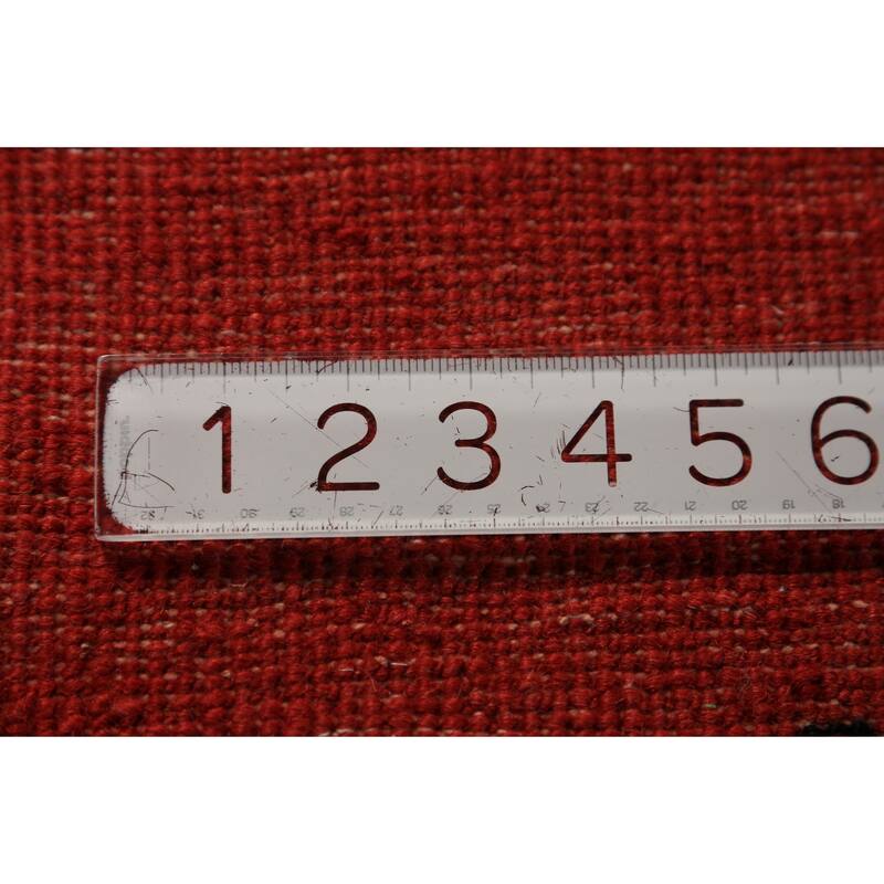 Gabbeh Modern Rug Handmade Oriental Red Wool Carpet - 3'6" x 5'10"