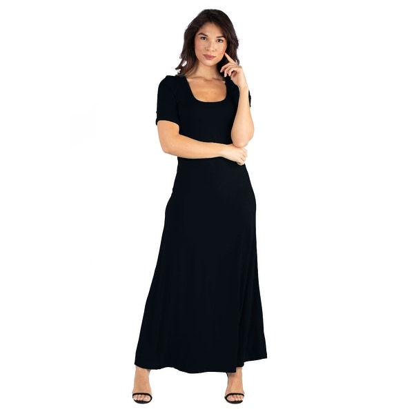 24seven Comfort Apparel Elbow Length Sleeve Maxi Dress. Opens flyout.