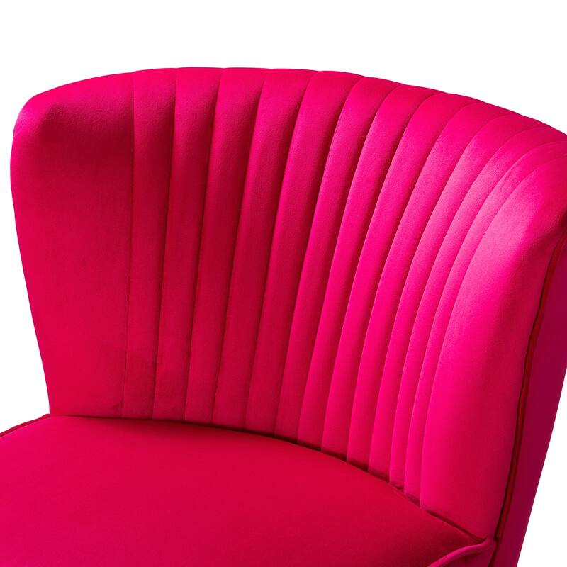 Monica Living Room Armless Accent Comfy Chair with Tufted Back and Metal Legs by HULALA HOME