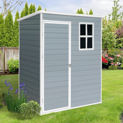5 ft x 3 ft All-Weather Outdoor Plastic Storage Shed w/Floor & Window
