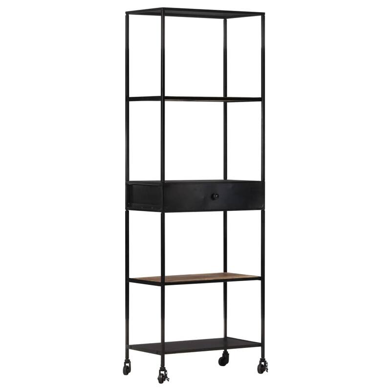 vidaXL Book Cabinet 23.6"x13.8"x70.9" Rough Mango Wood & Iron