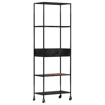 vidaXL Book Cabinet 23.6"x13.8"x70.9" Rough Mango Wood & Iron