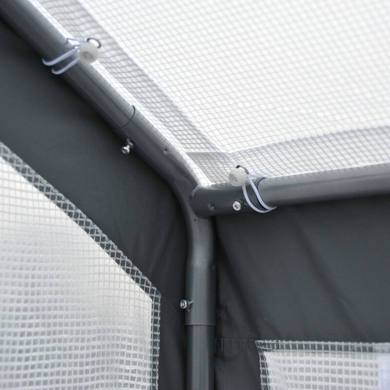 Outsunny 8' L x 6' W x 7' H Outdoor Walk-In Tunnel Greenhouse with Roll-up Windows, 2 Zippered Doors, & Weather Cover