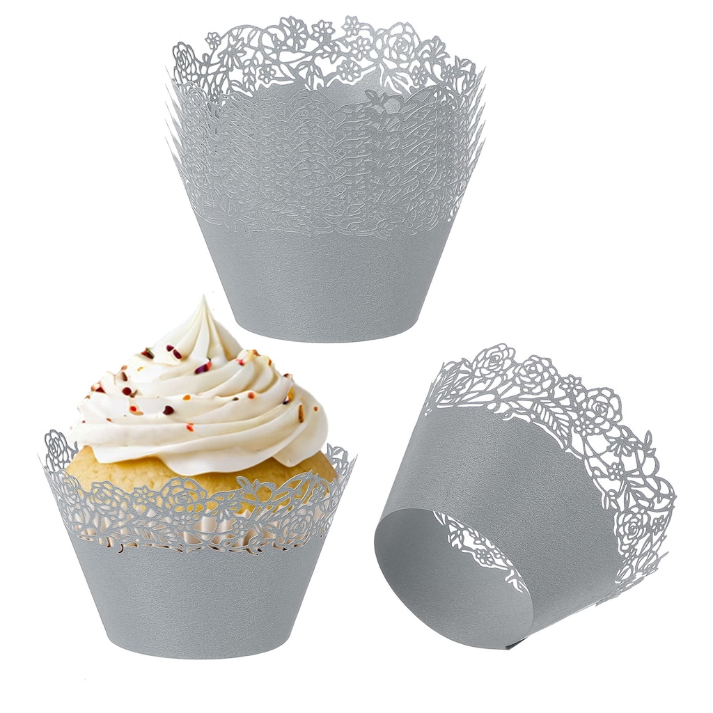 Cupcake Wrappers Paper, 50 Pack Baking Cups Standard Rose Decor